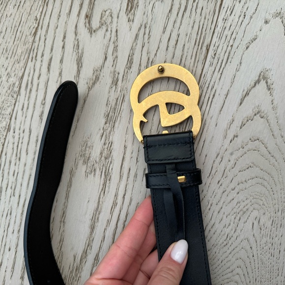 GUCCI Wide leather belt with Double G buckle - Picture 7 of 10